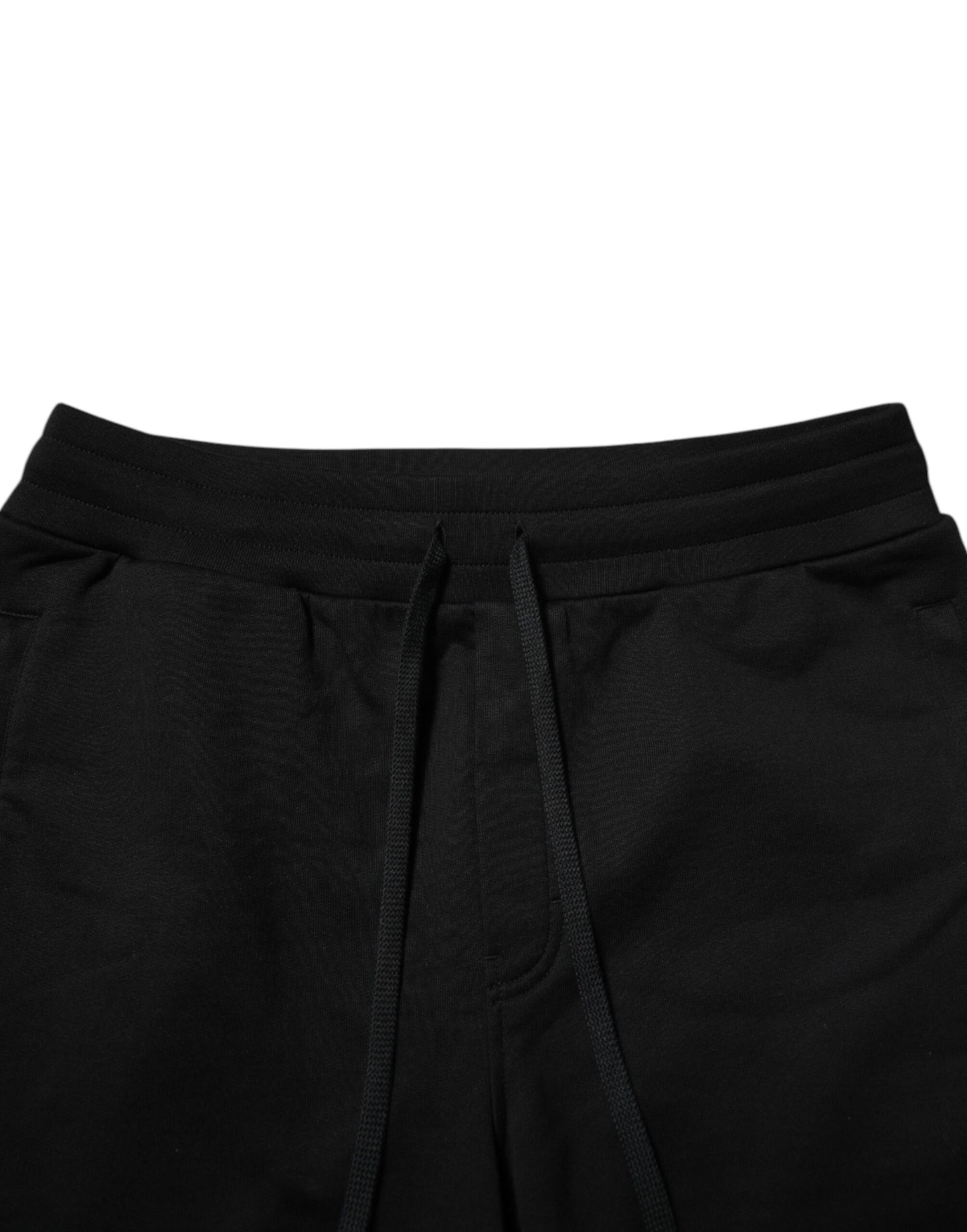 Pantalones deportivos negros de algodón con logo y cinta para hombre