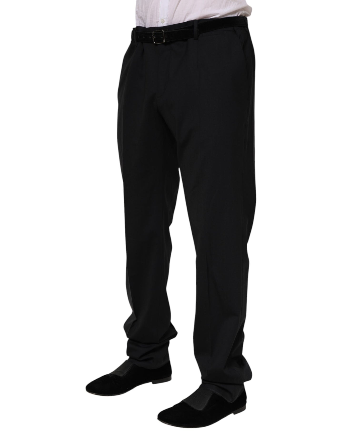 Pantalones de vestir formales de lana negra