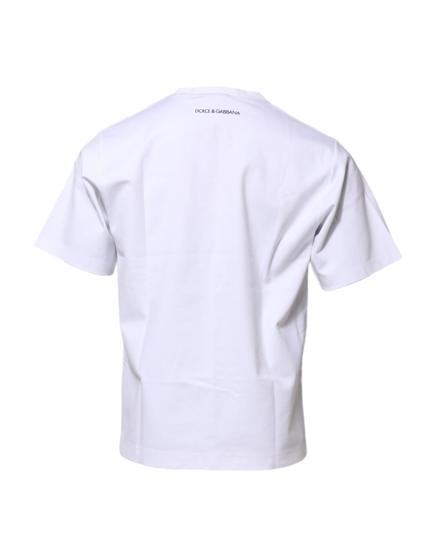 T-shirt blanc à col rond et imprimé graphique en coton