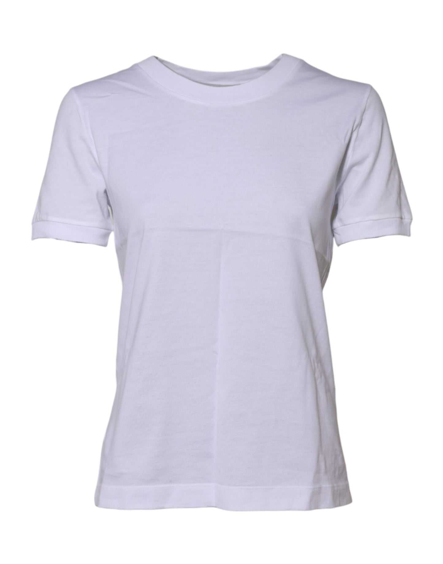 Camiseta blanca de algodón con cuello redondo y manga corta