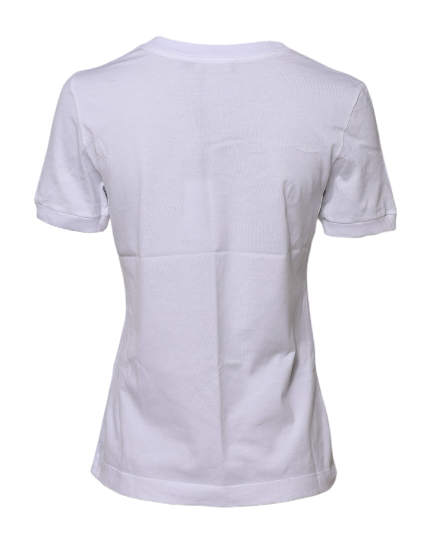 Camiseta blanca de algodón con cuello redondo y manga corta
