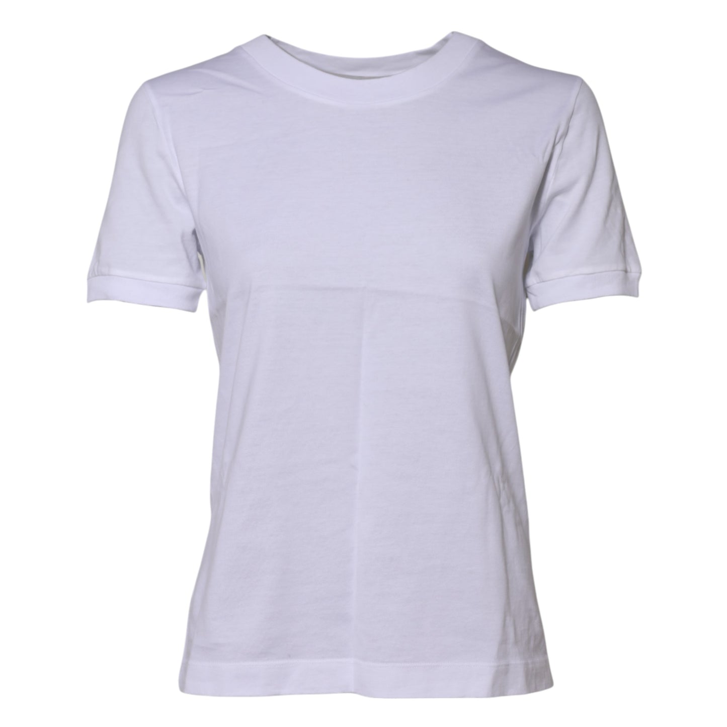 Camiseta blanca de algodón con cuello redondo y manga corta