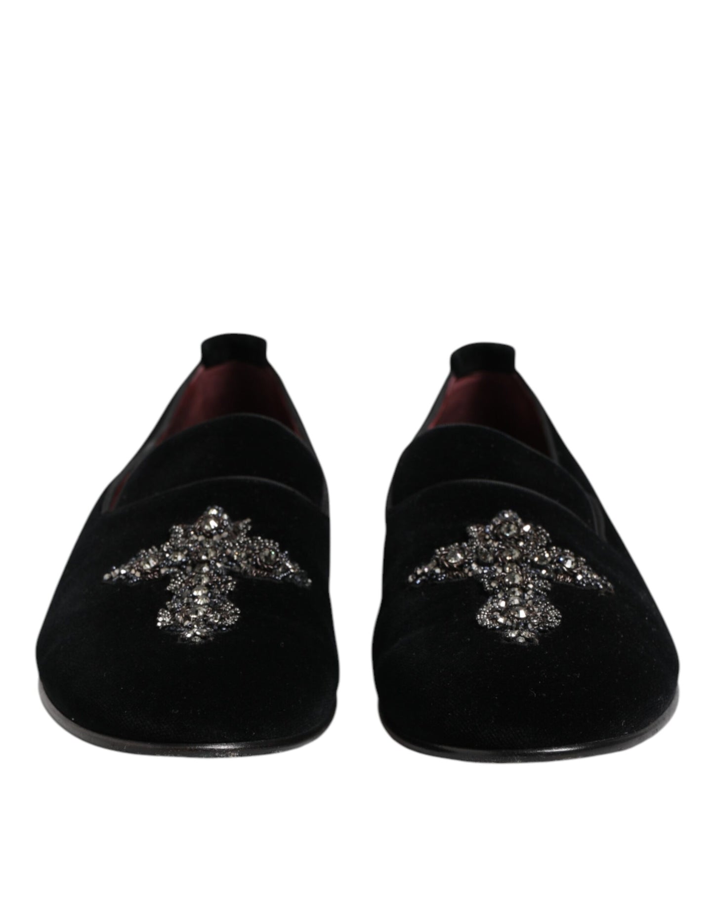 Zapatos de vestir formales con corona de cristal y terciopelo negro