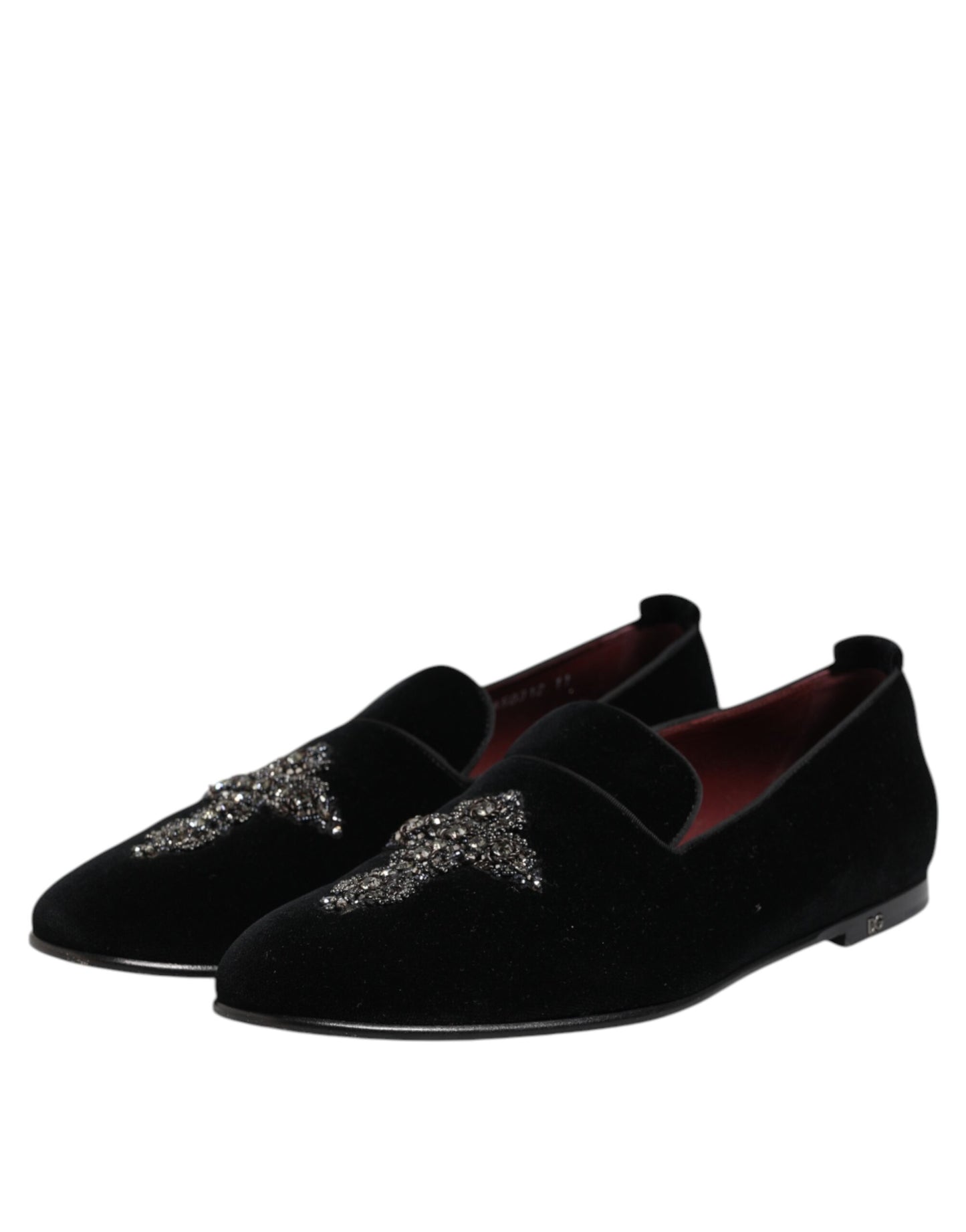Zapatos de vestir formales con corona de cristal y terciopelo negro