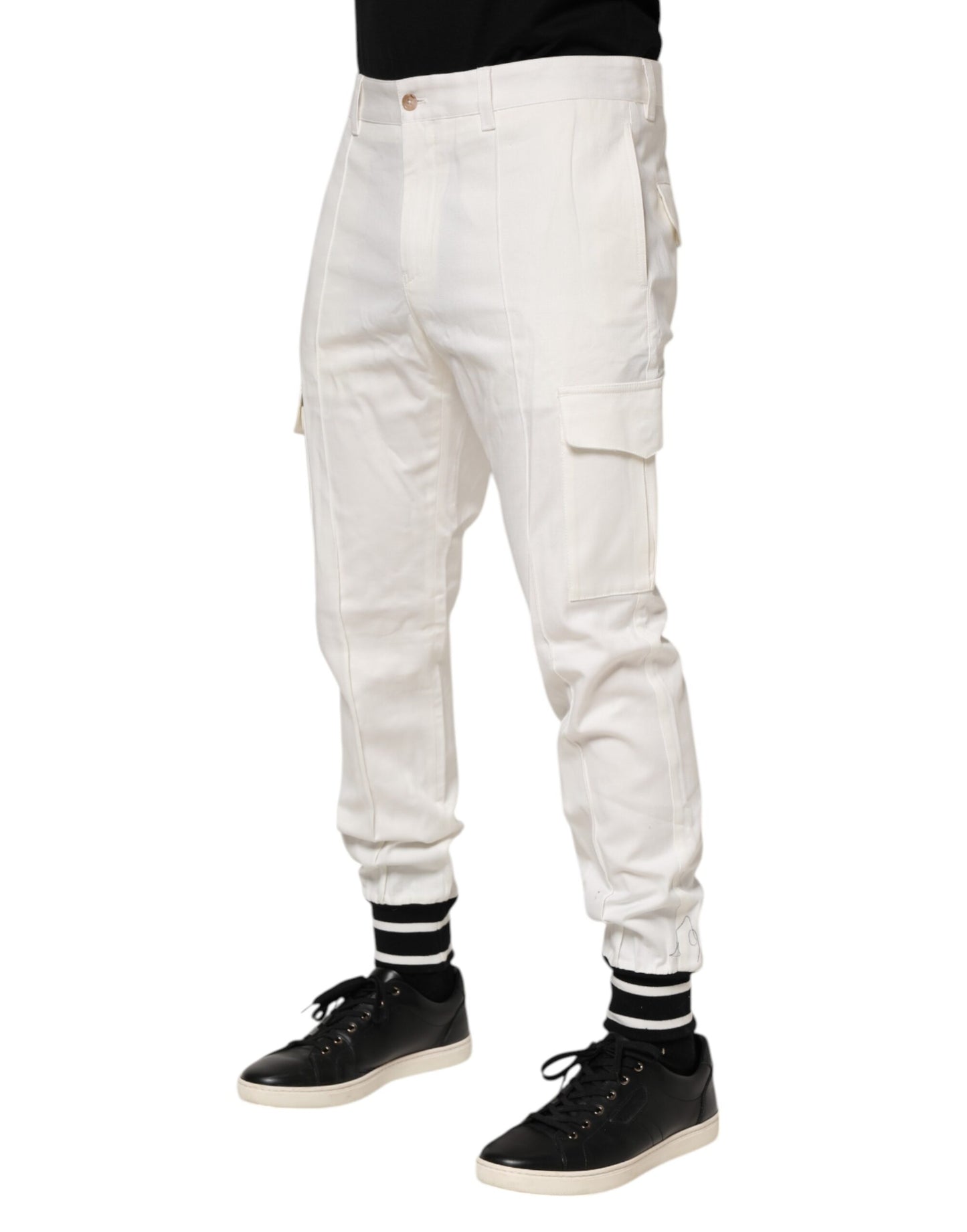 Pantalones cargo ajustados de algodón blanco para hombre
