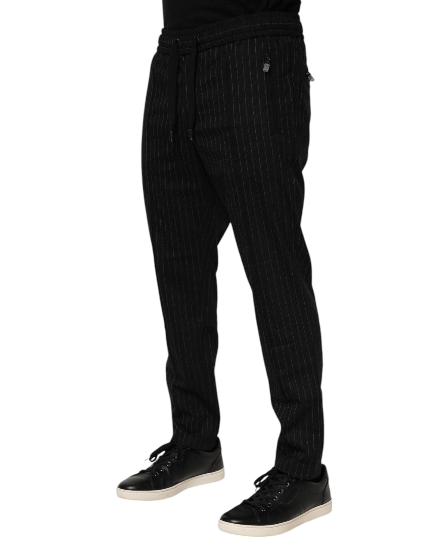 Pantalones deportivos de lana a rayas negras para hombre