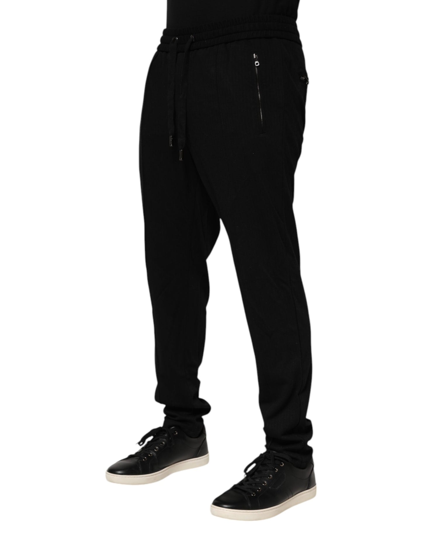 Pantalones deportivos ajustados de viscosa negra con logo para hombre