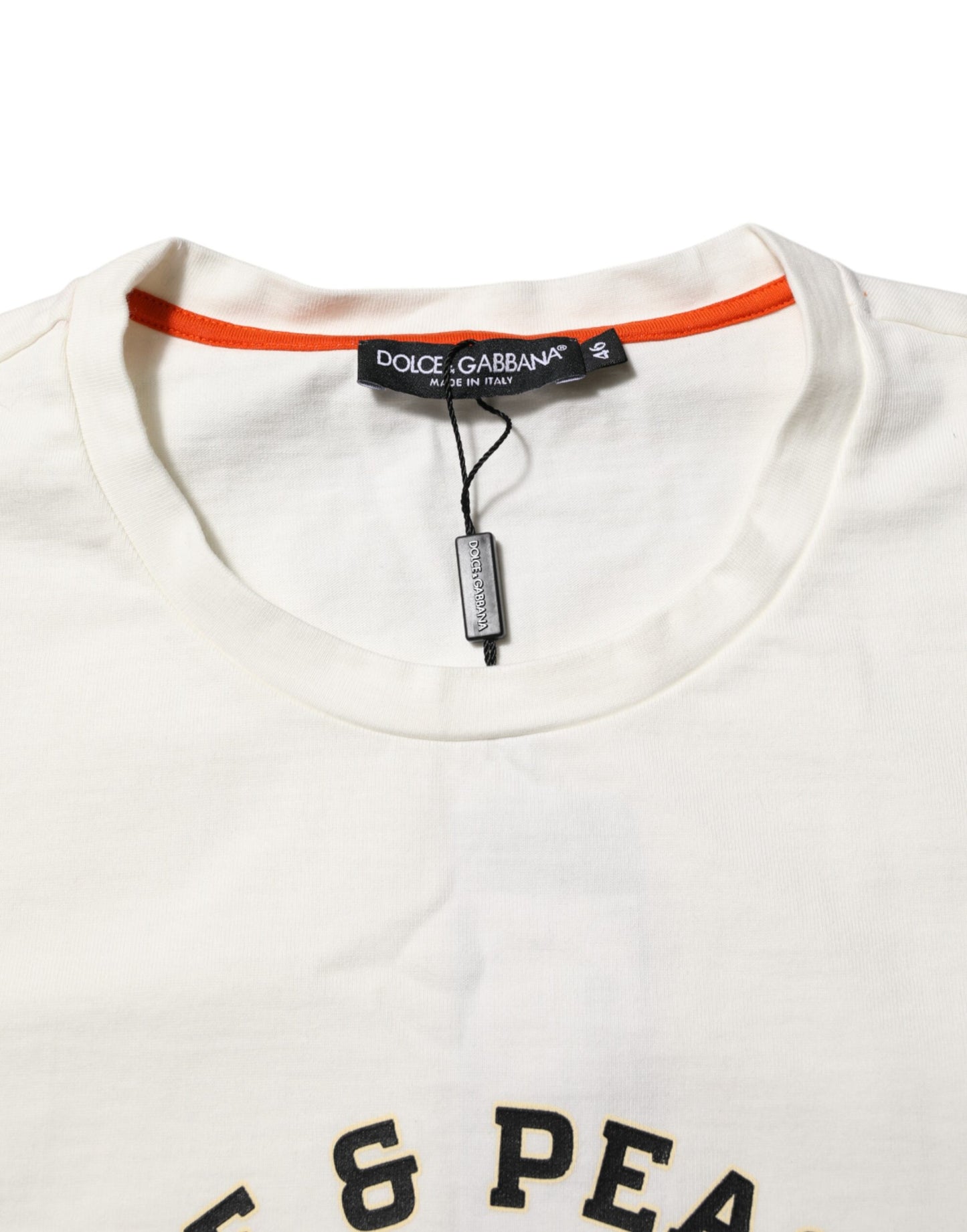 T-shirt ras du cou en coton blanc pour homme avec inscription « Love Peace »