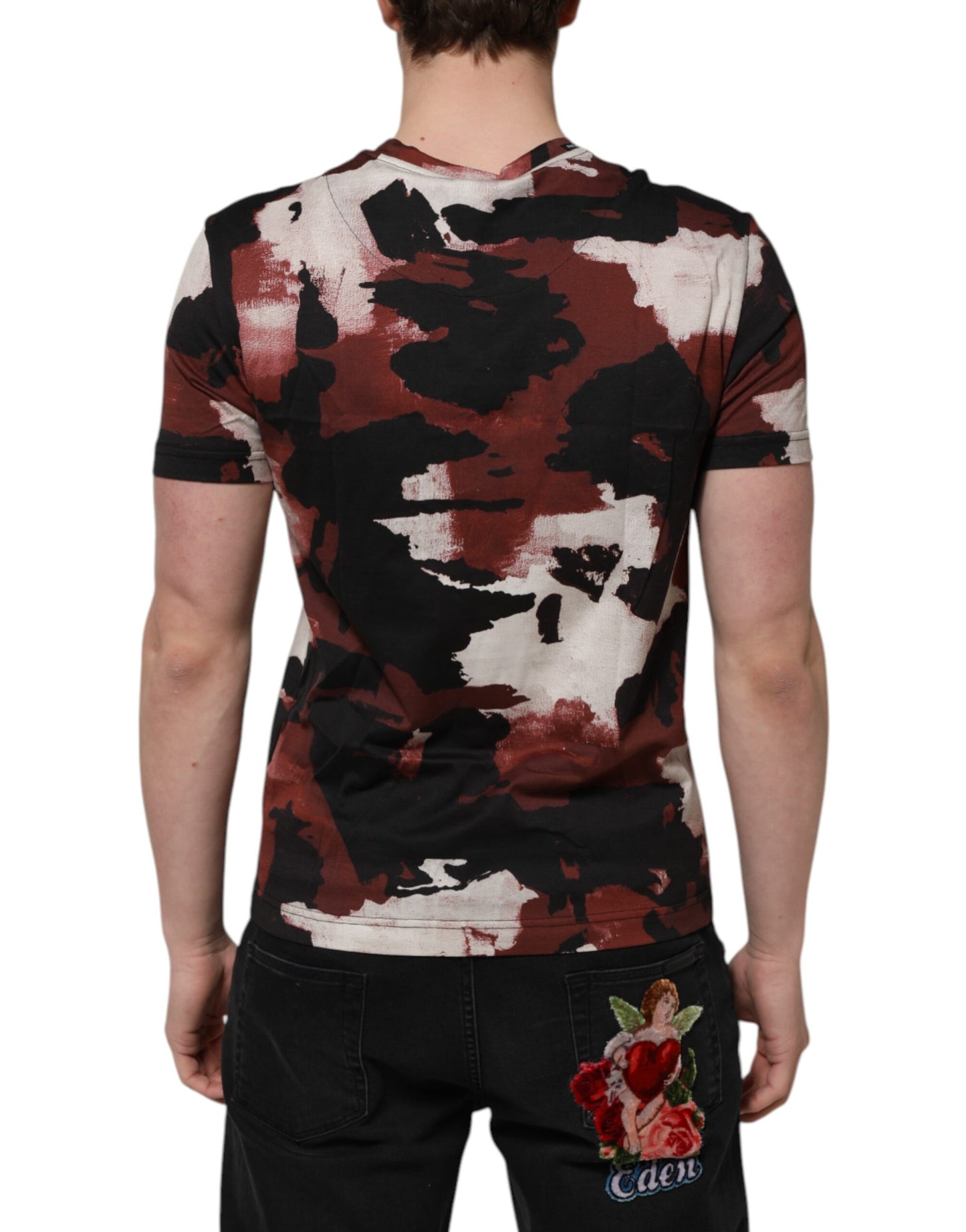 T-shirt col rond camouflage multicolore pour homme