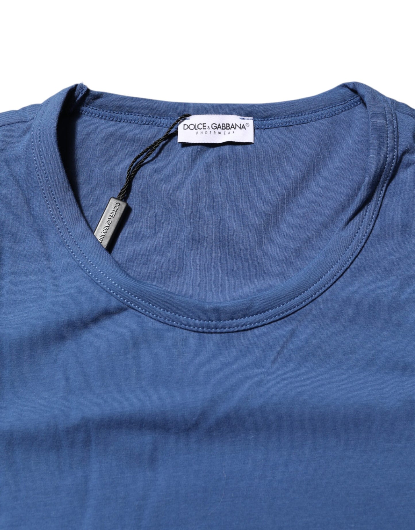 T-shirt col rond en coton bleu pour homme