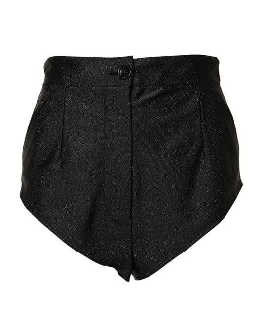Short taille haute en viscose noire