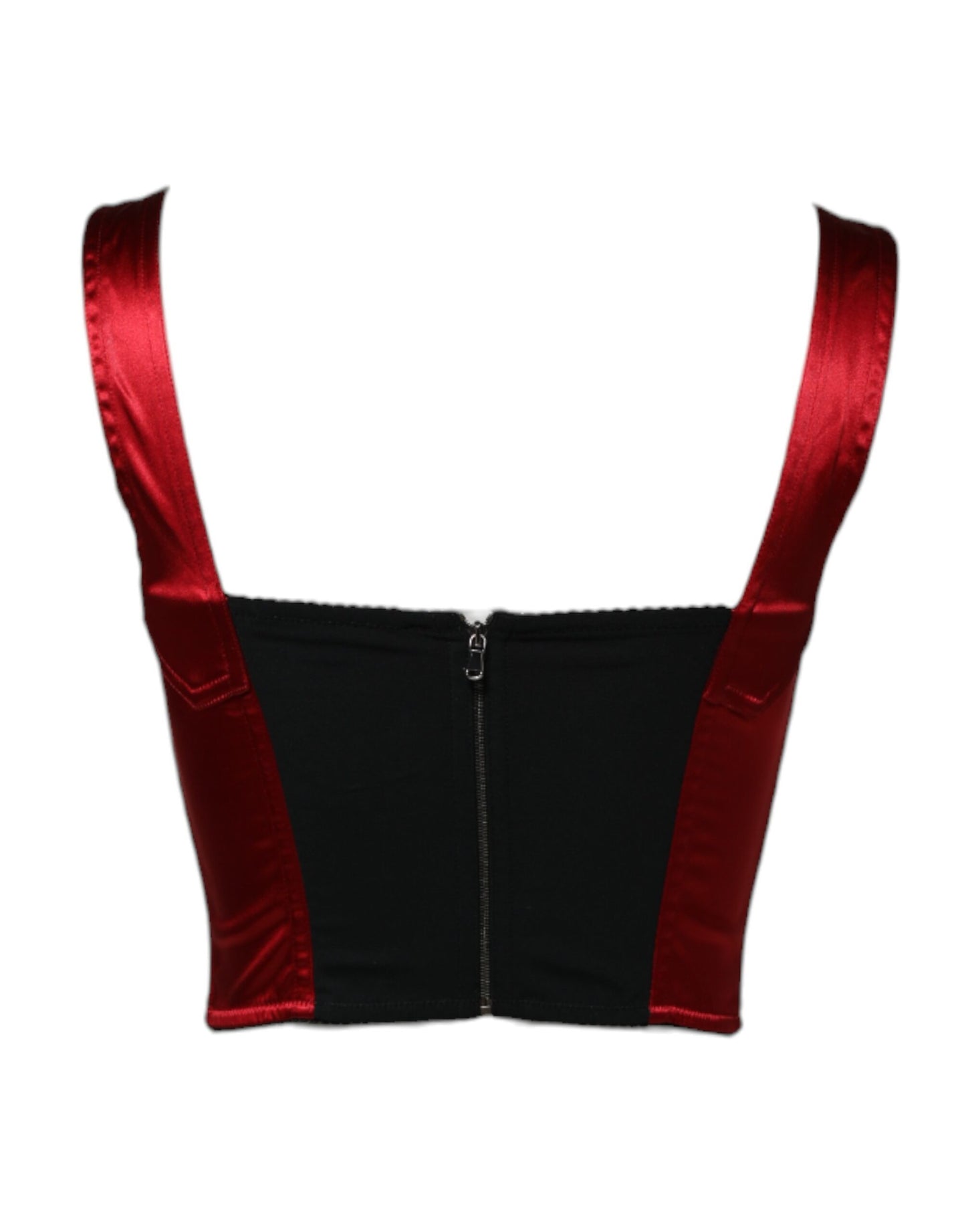 Top corto con corsé sin mangas y bustier rojo