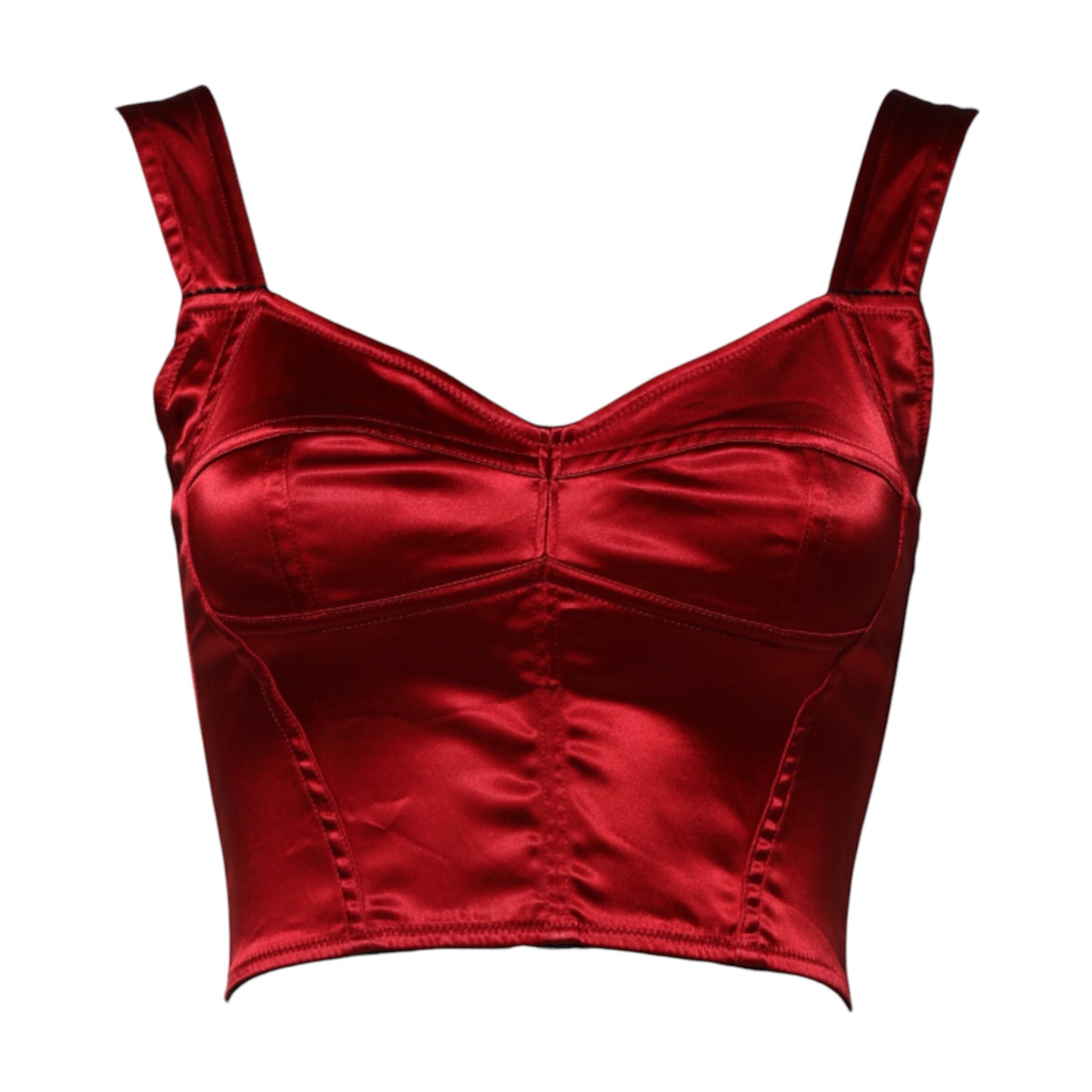 Top corto con corsé sin mangas y bustier rojo