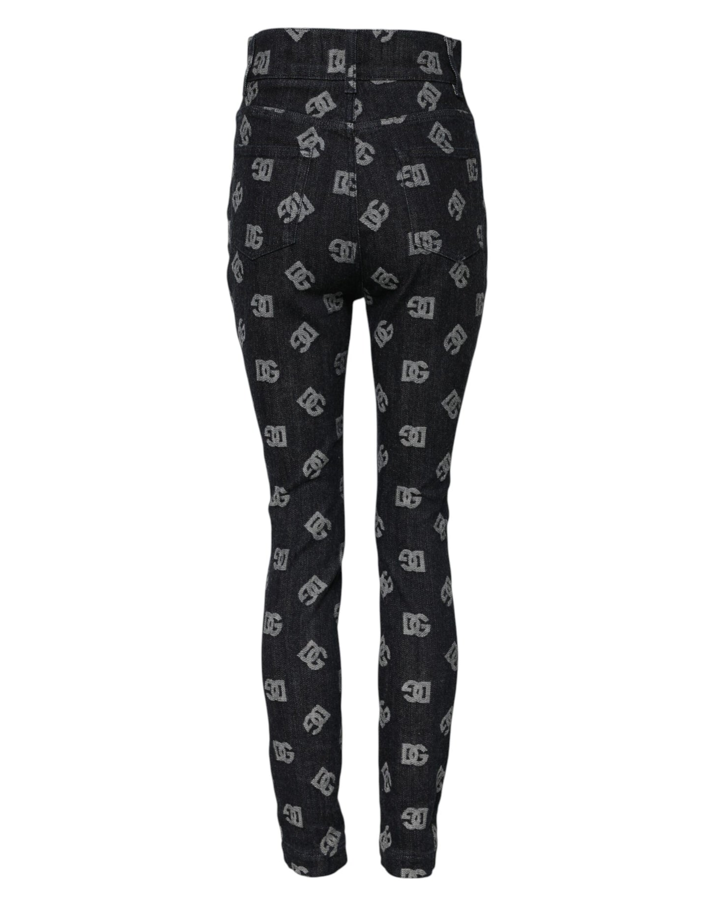 Jean skinny taille haute noir avec logo DG