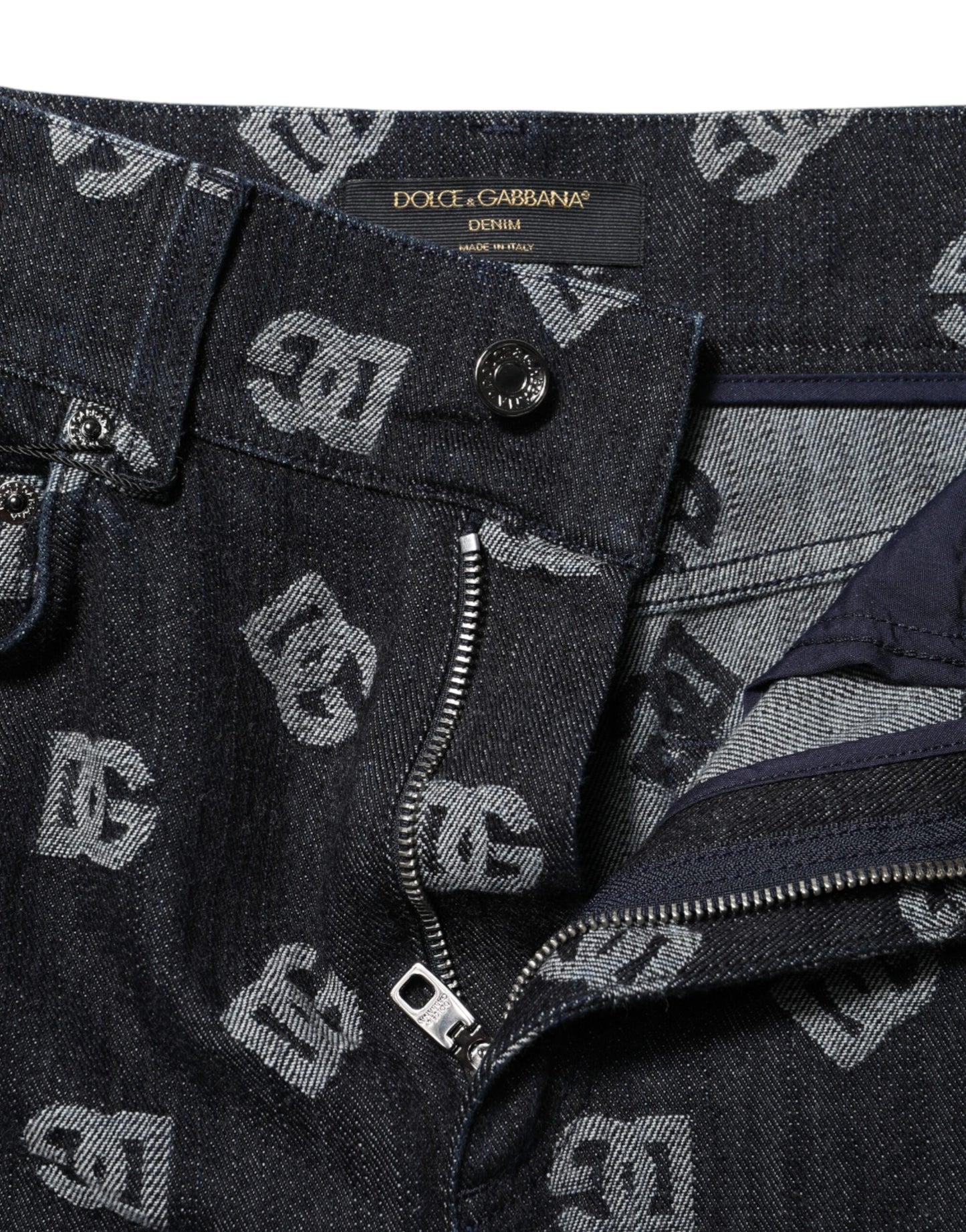 Jean skinny taille haute noir avec logo DG