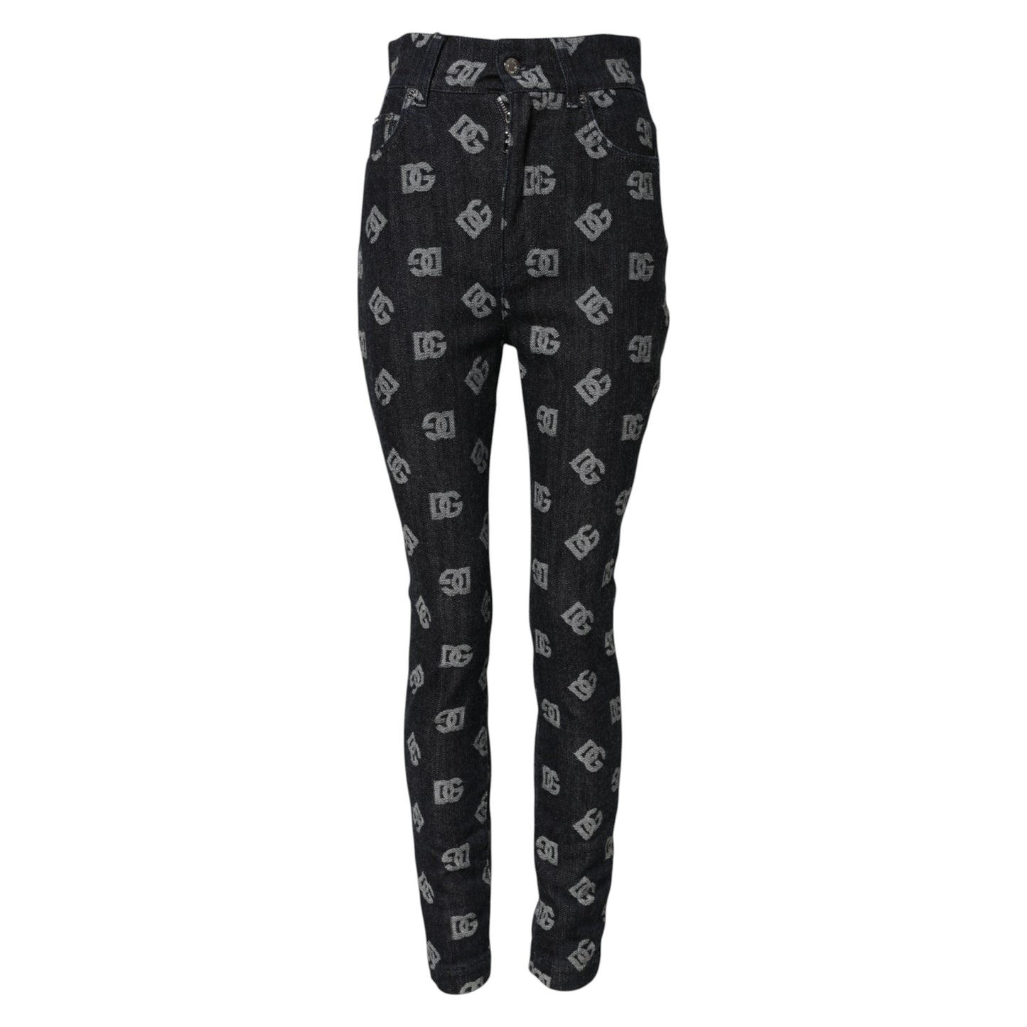 Jean skinny taille haute noir avec logo DG
