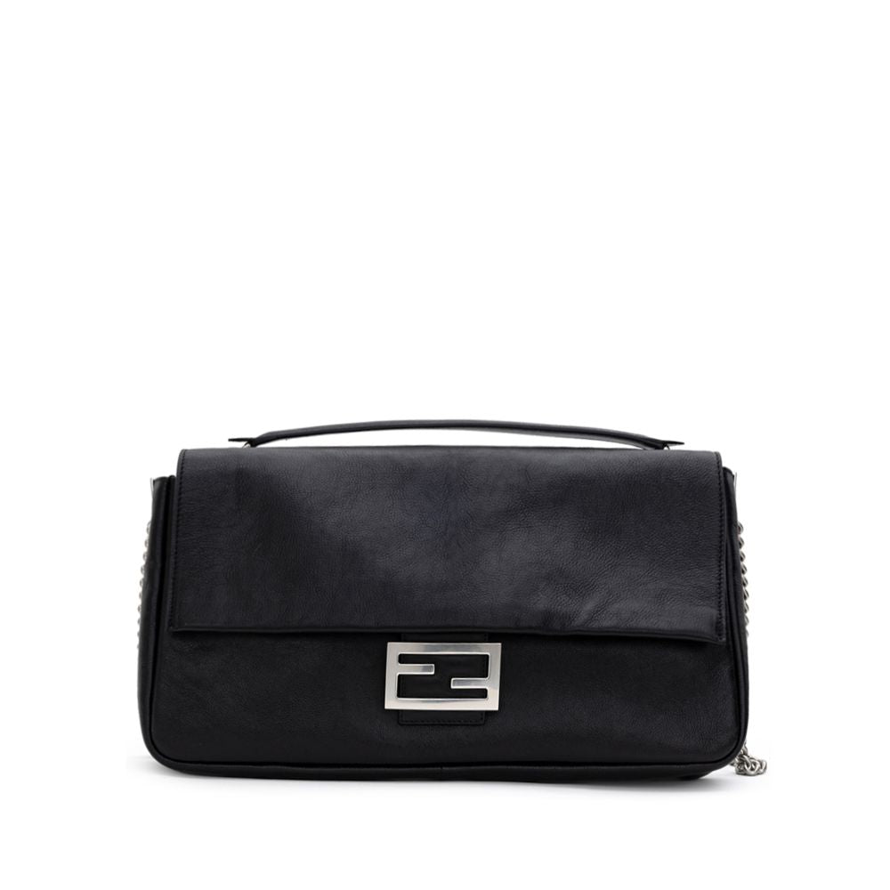 Bolso de hombro de cuero negro