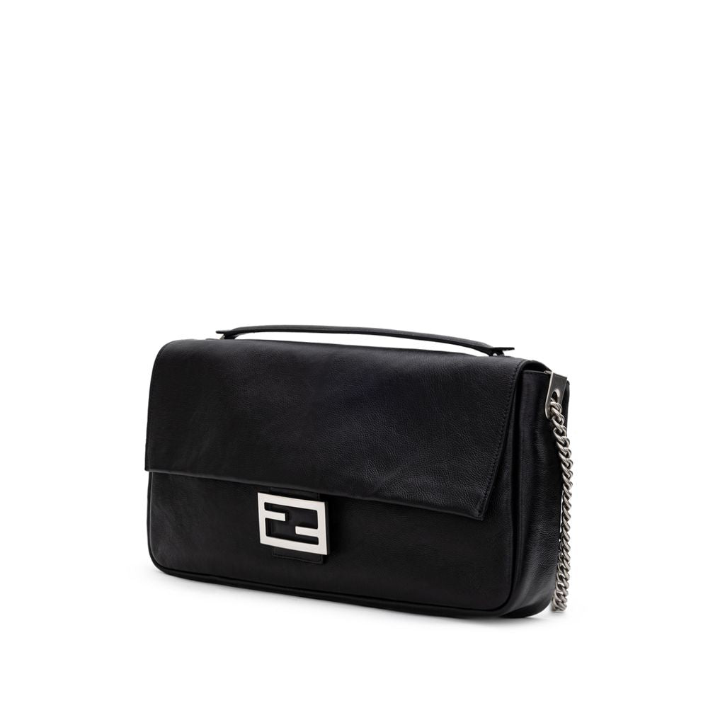 Bolso de hombro de cuero negro