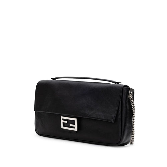 Bolso de hombro de cuero negro