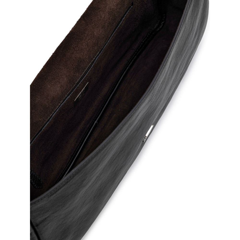 Bolso de hombro de cuero negro