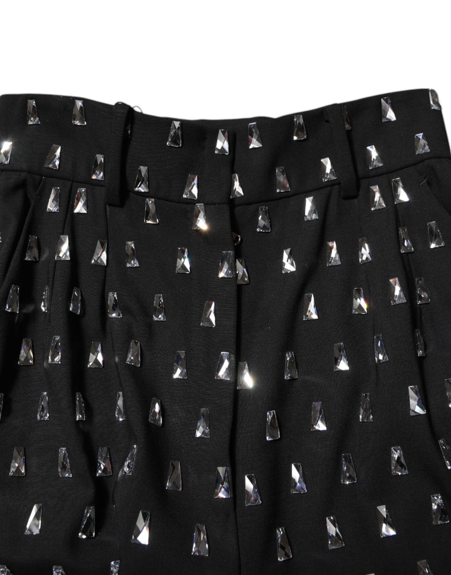 Pantalon large orné de cristaux noirs