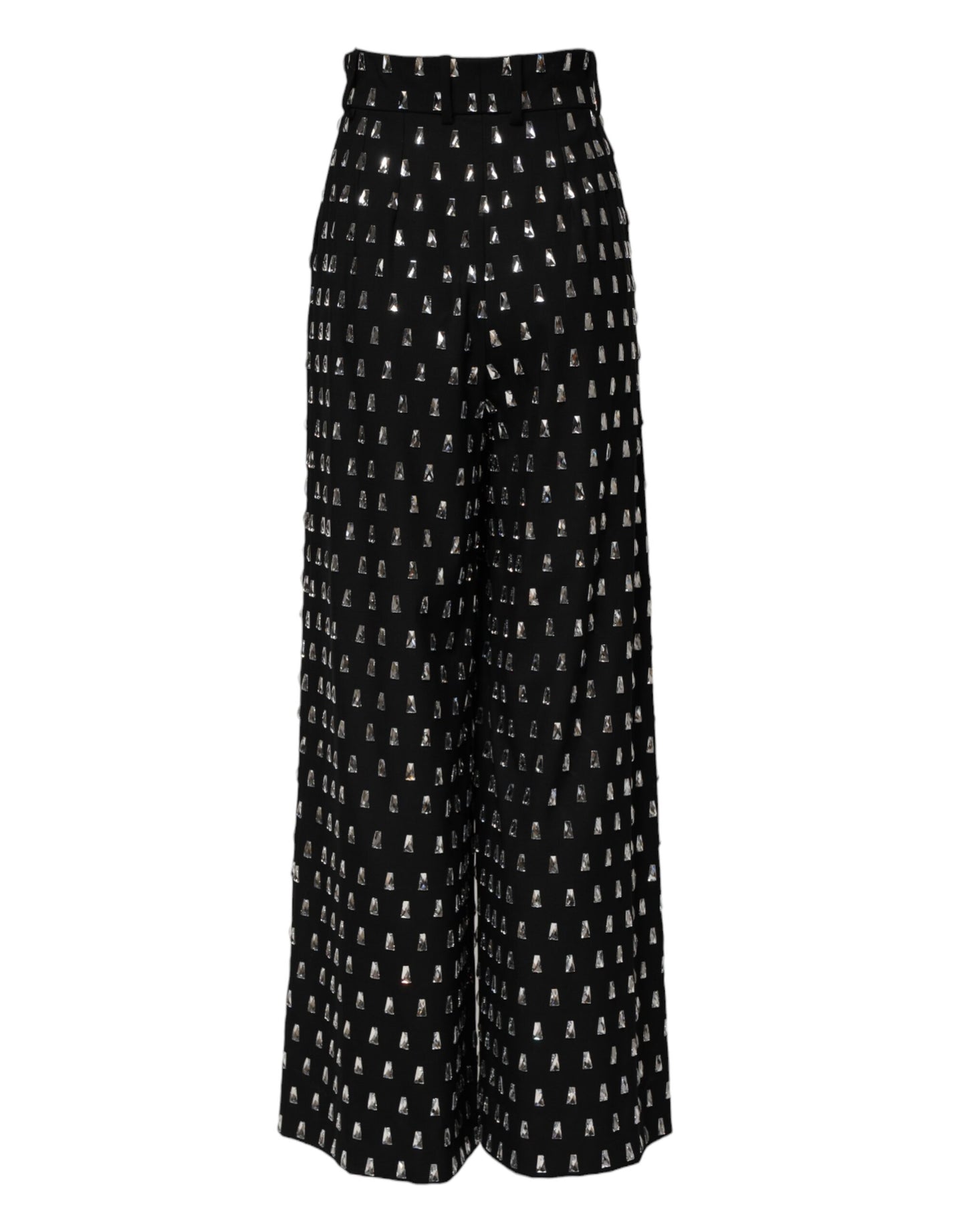 Pantalon large orné de cristaux noirs