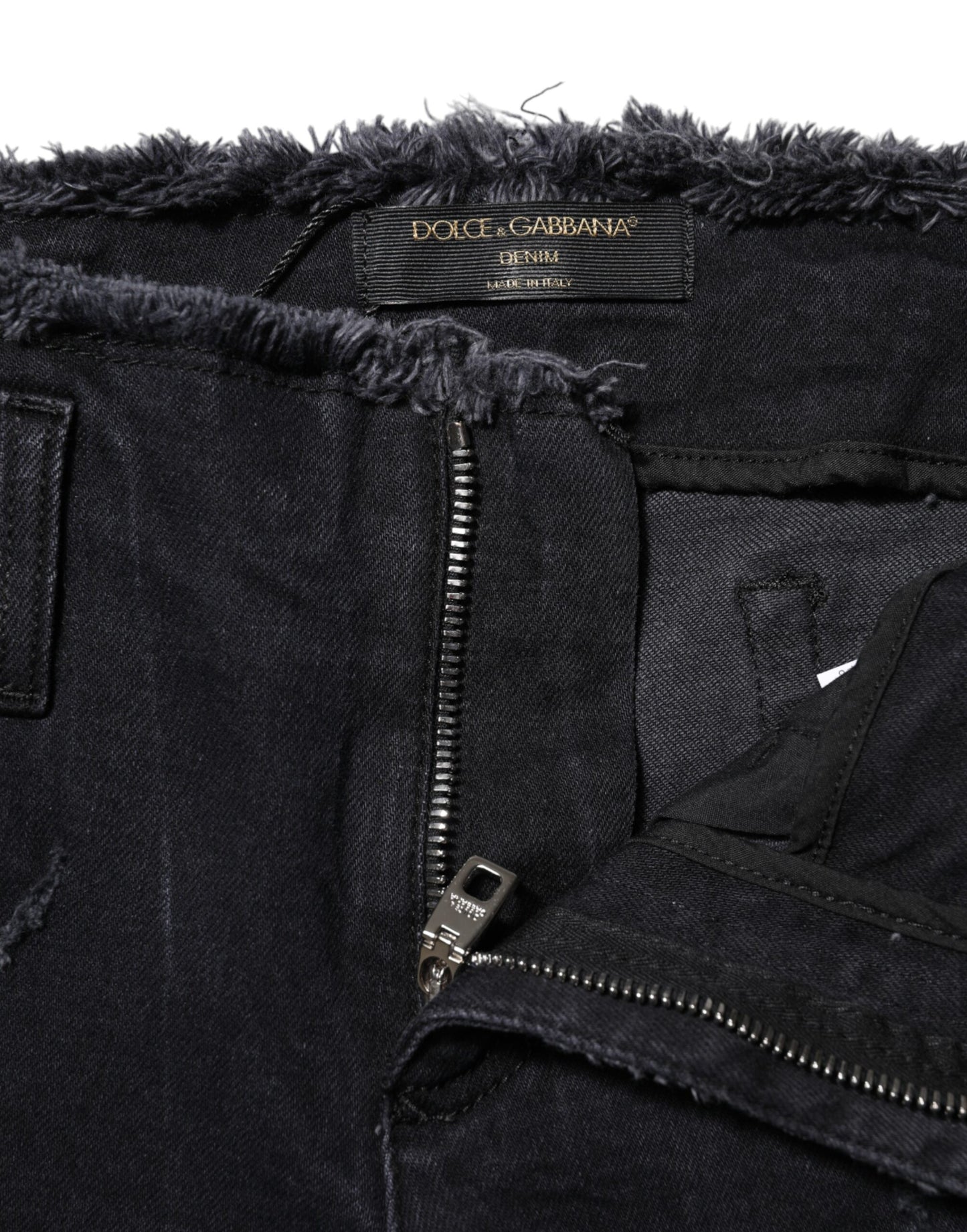 Jean skinny en coton noir déchiré