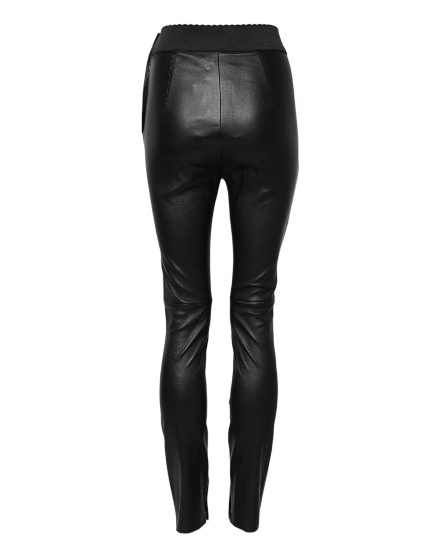 Pantalones de cuero negro con cintura elástica