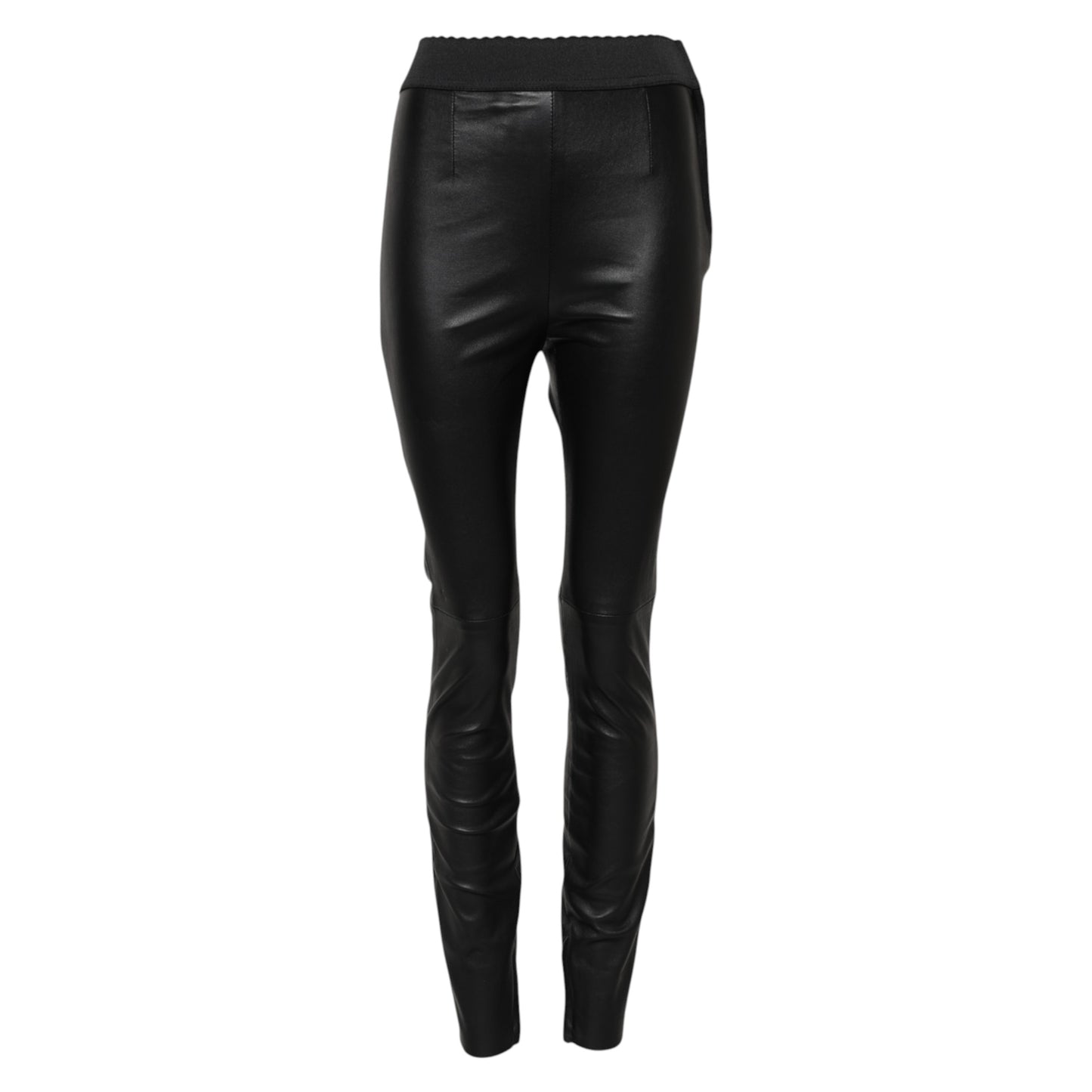 Pantalones de cuero negro con cintura elástica