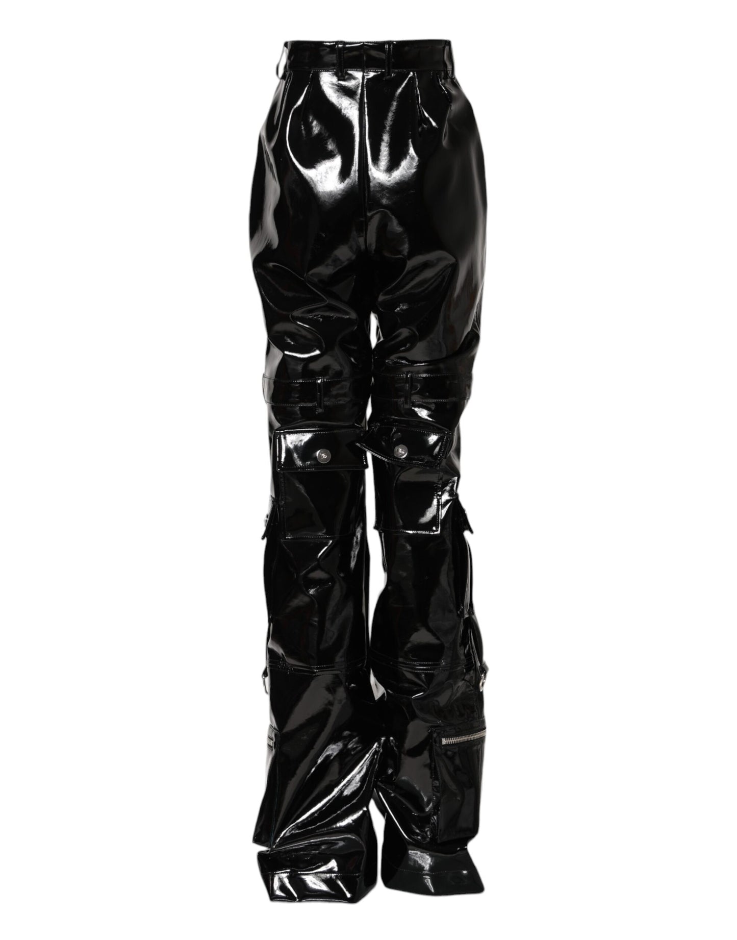 Pantalones cargo negros de cintura alta y corte acampanado