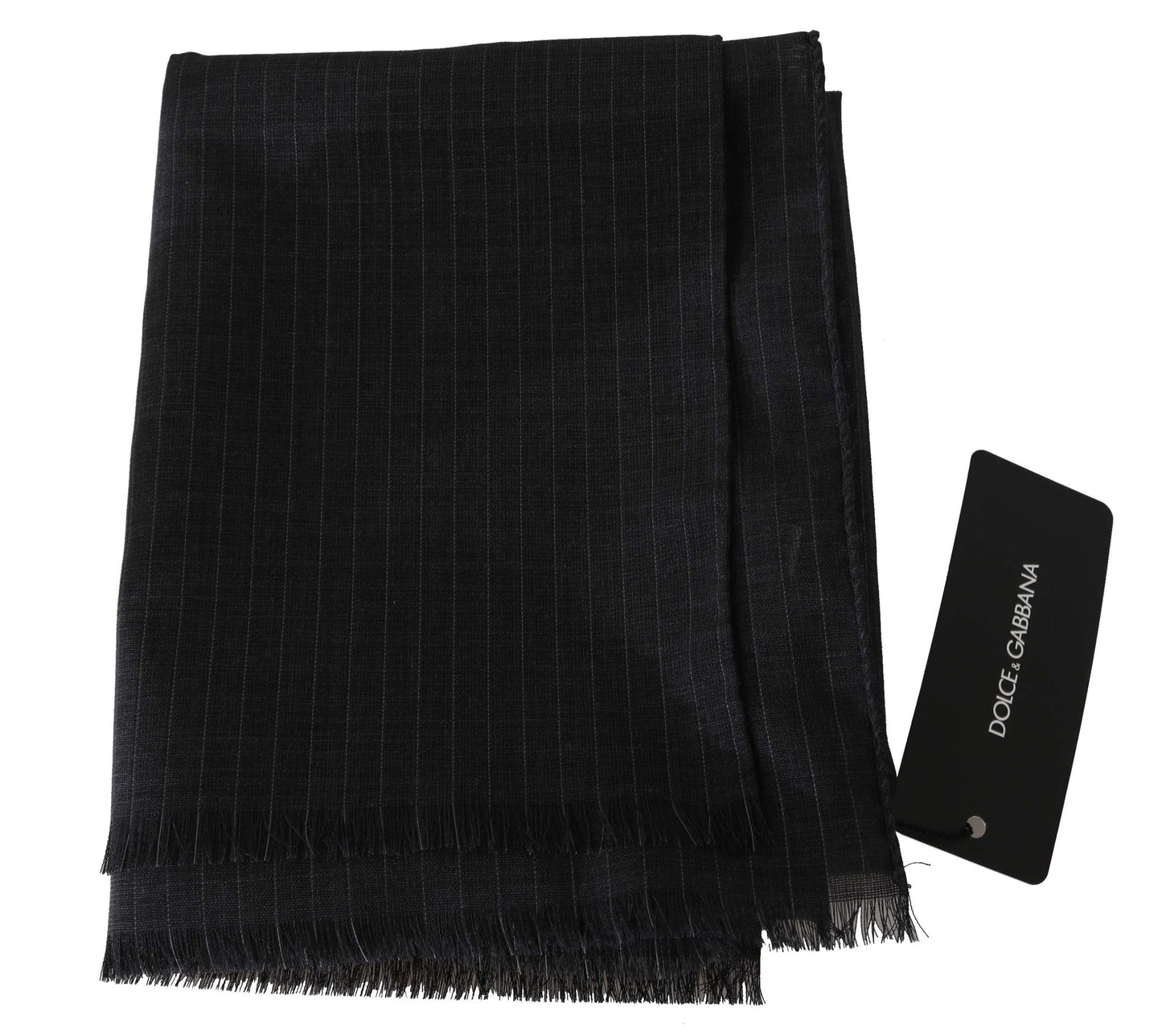 Écharpe portefeuille grise 100 % laine à rayures
