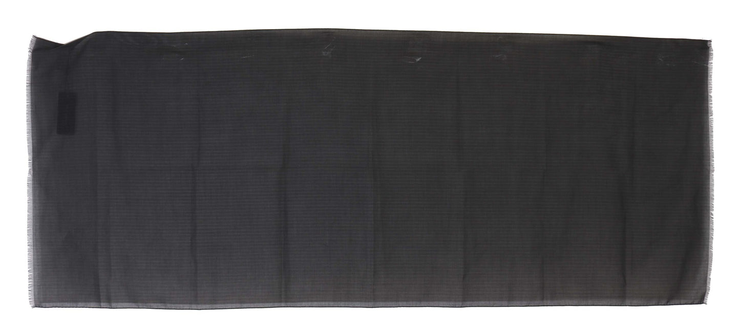 Écharpe portefeuille grise 100 % laine à rayures