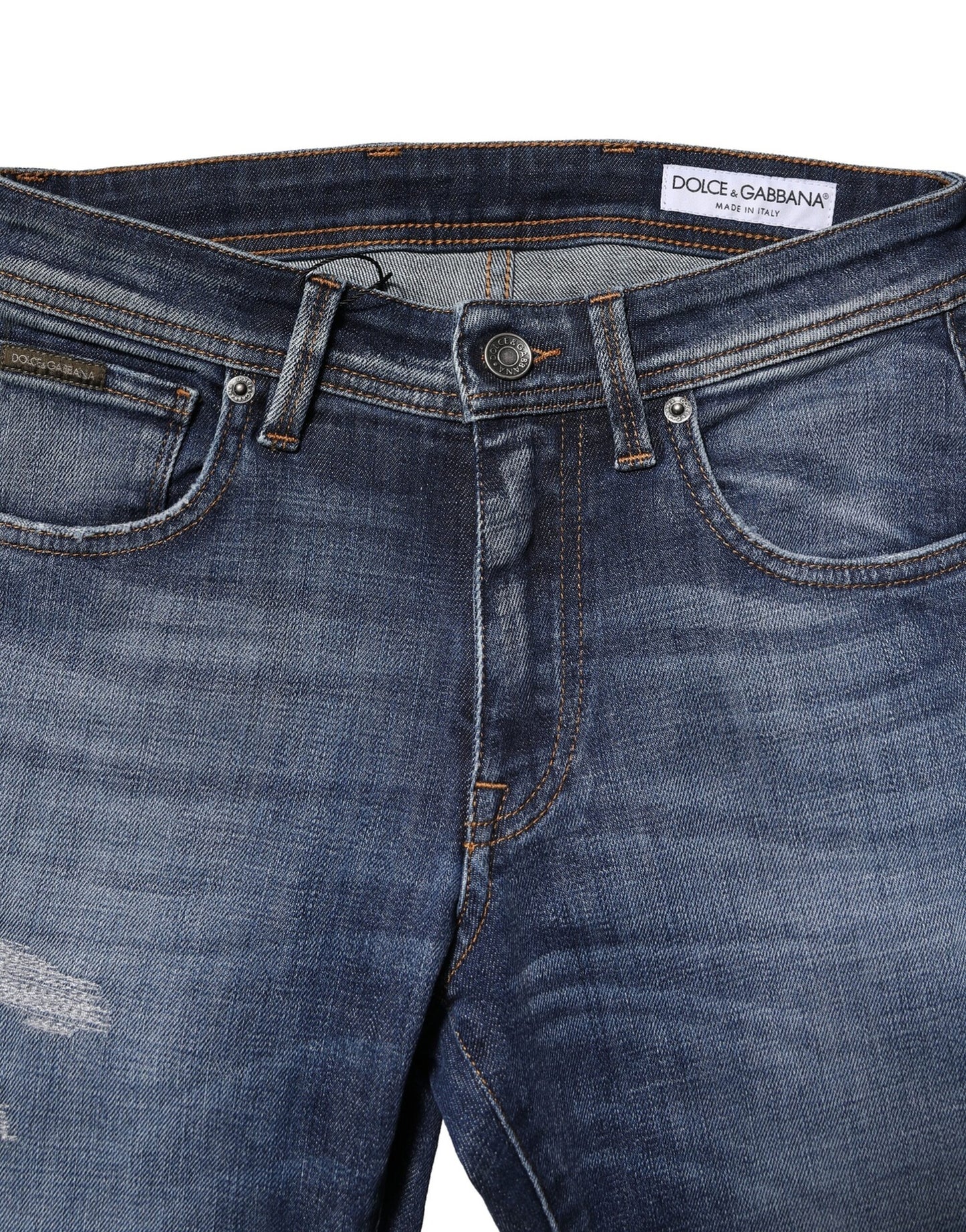 Vaqueros ajustados de algodón lavado azul para hombre