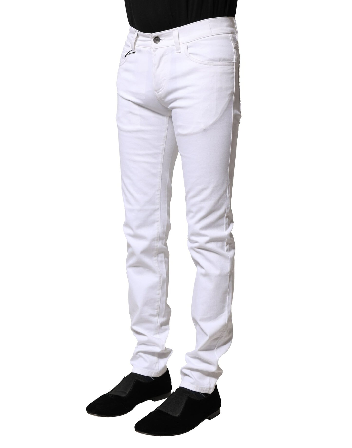 Vaqueros ajustados de algodón blanco para hombre