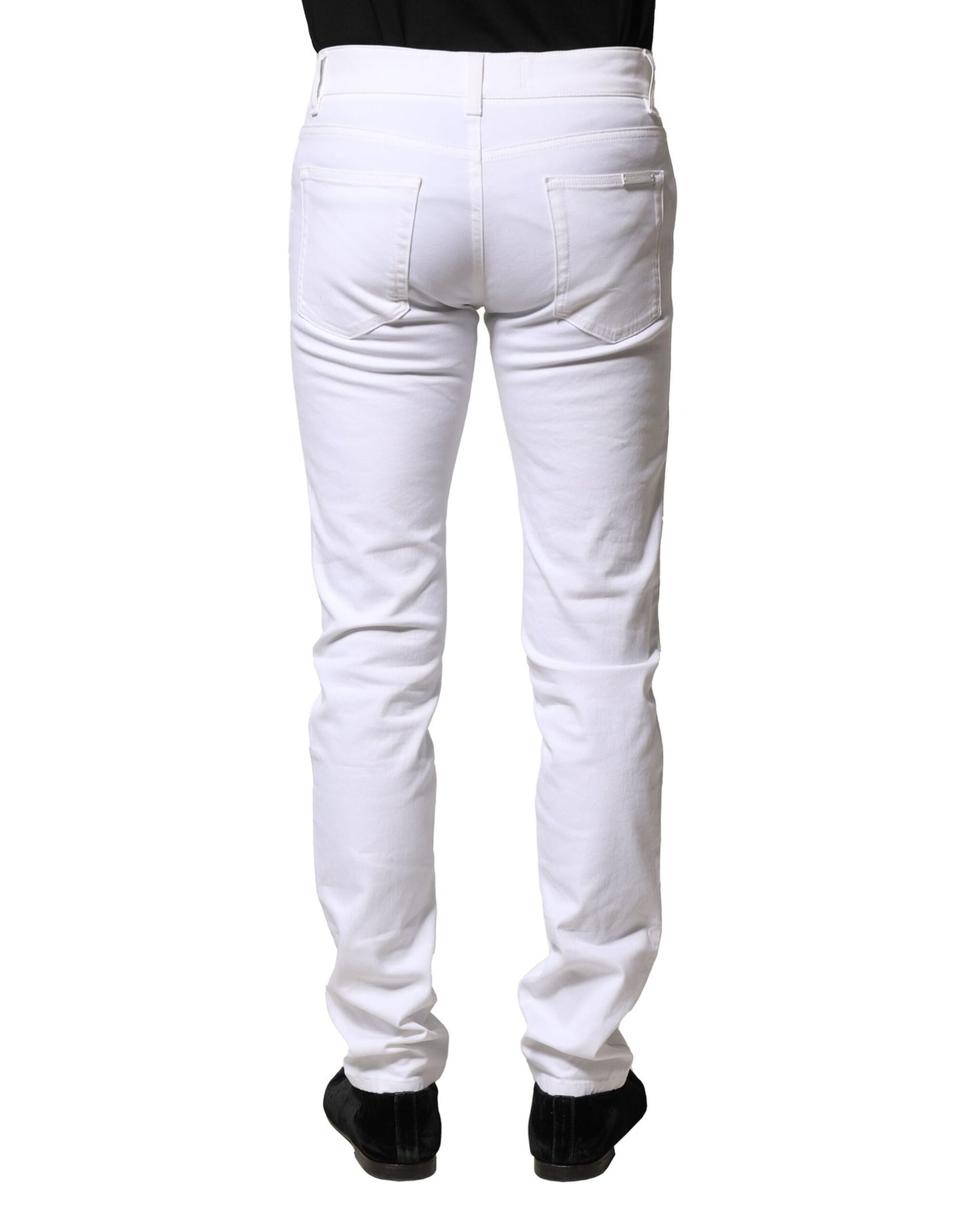 Vaqueros ajustados de algodón blanco para hombre