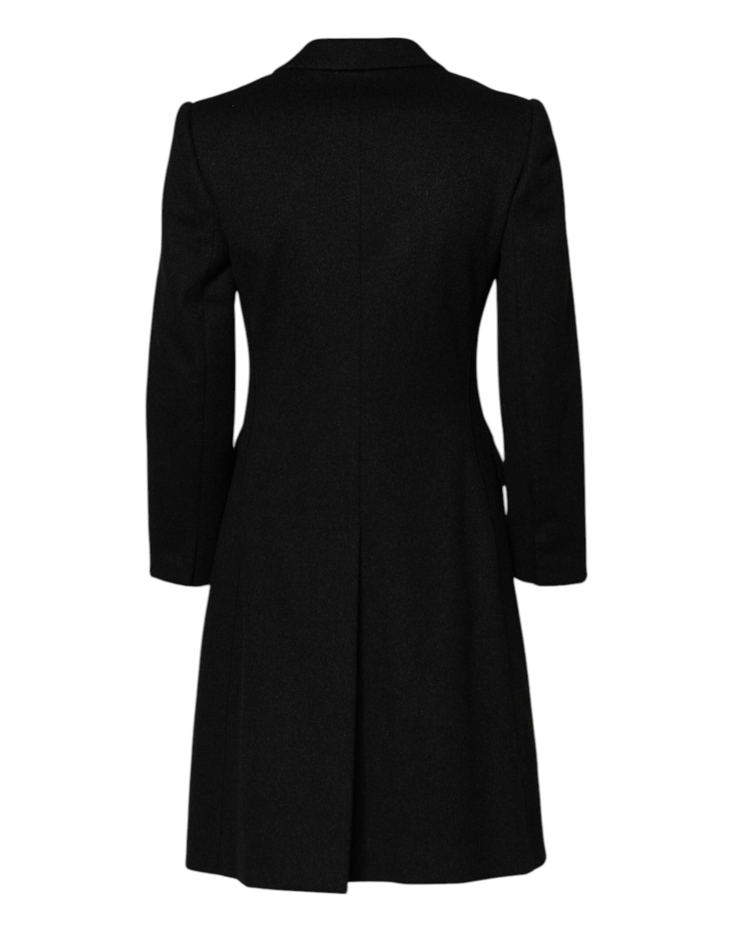 Trench-coat à manches longues en laine noire