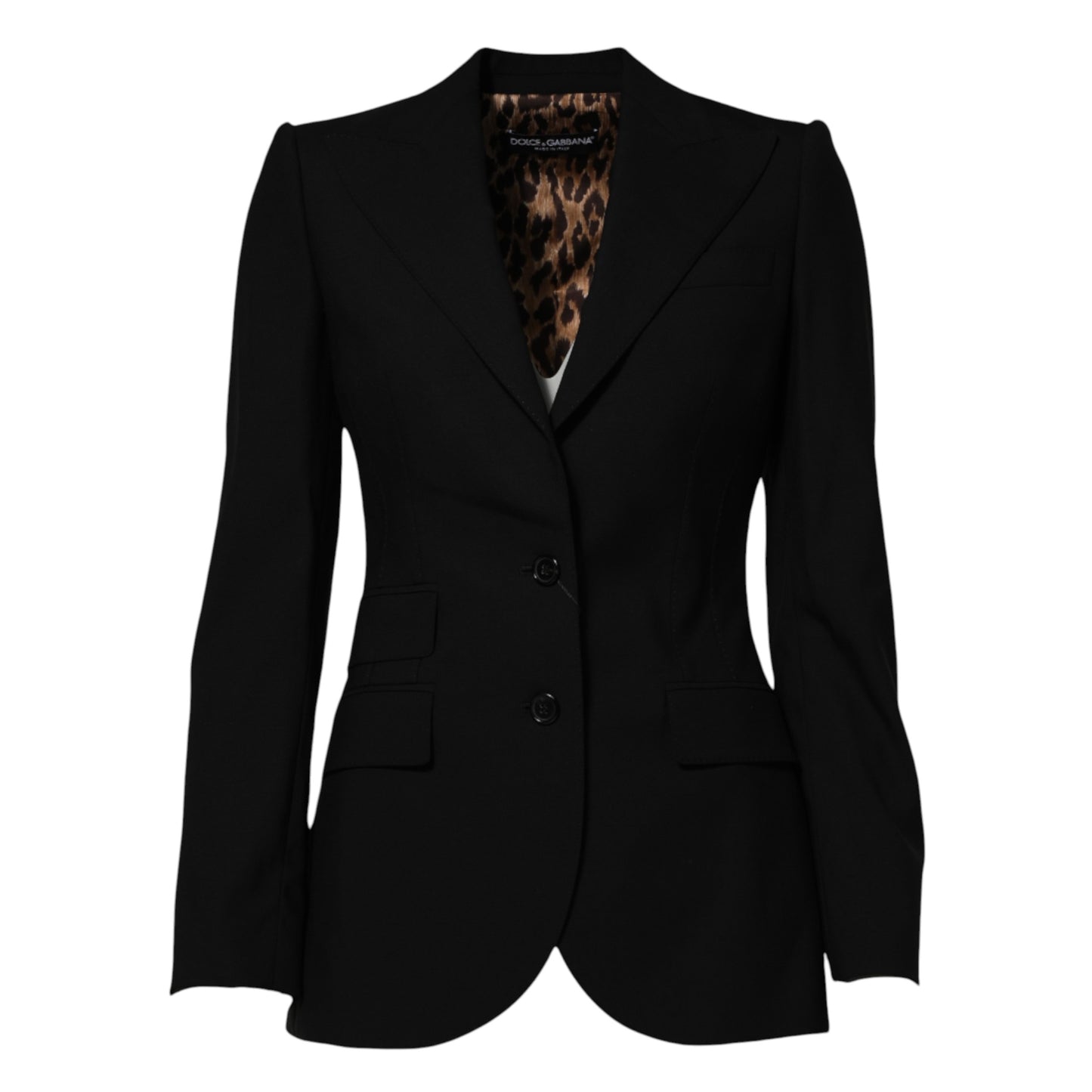 Chaqueta de lana negra de botonadura sencilla