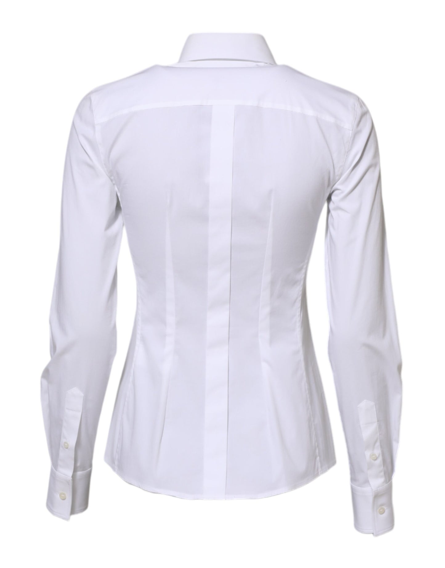 Camisa blanca de algodón con cuello y mangas largas