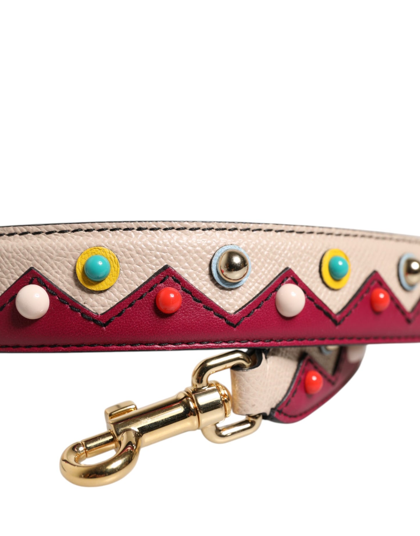 Correa de hombro para bolso de cuero beige y rojo