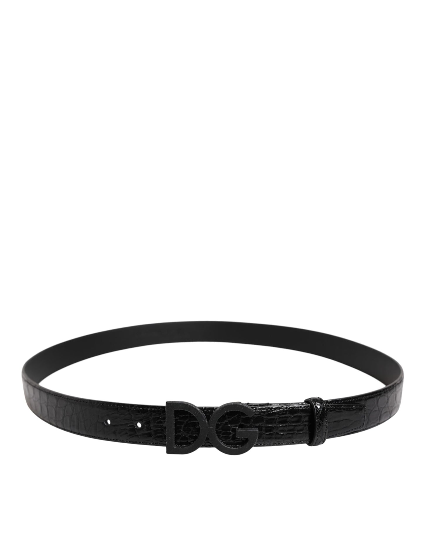 Cinturón clásico de cuero negro con hebilla DG de metal