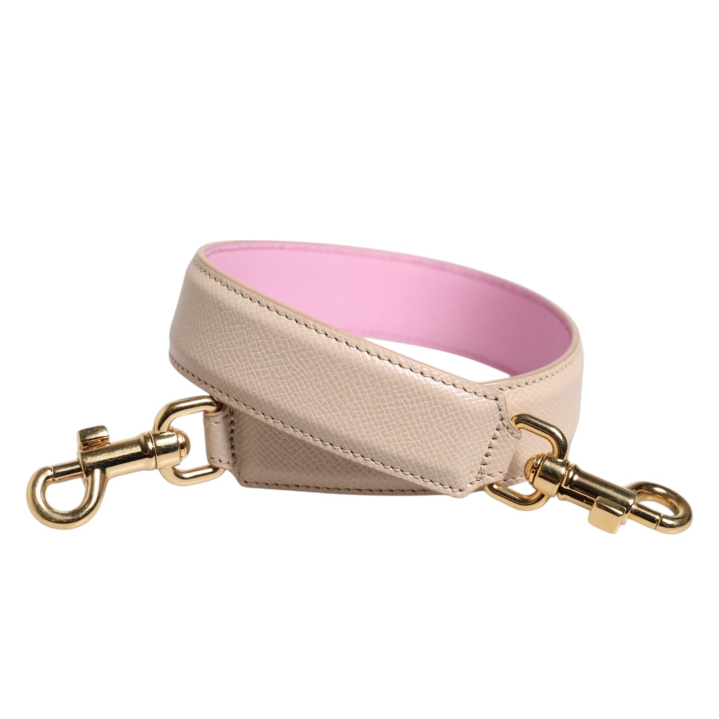 Correa de hombro para bolso de cuero beige y rosa
