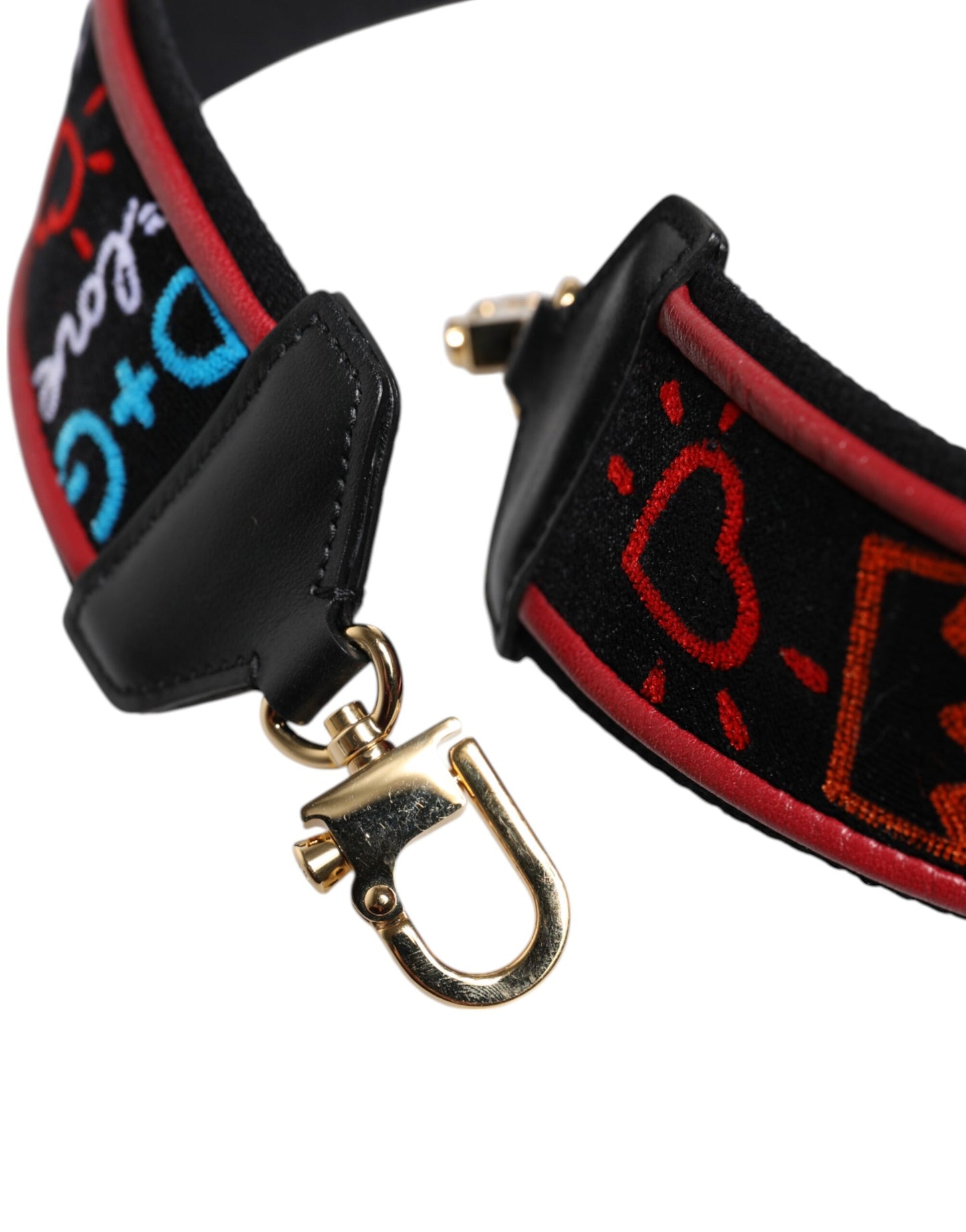 Correa de hombro para bolso de mujer con estampado de algodón negro