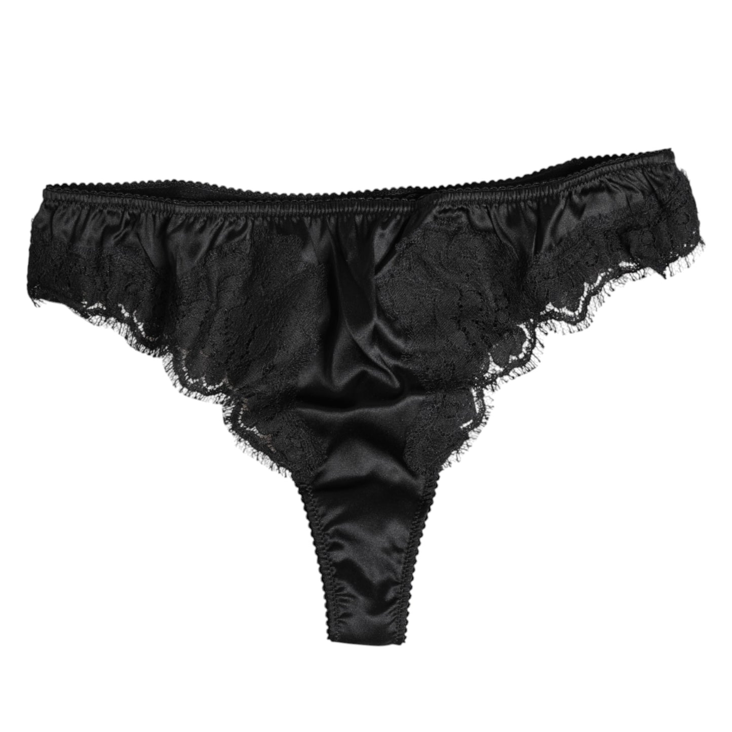 Culotte bikini extensible en dentelle de soie noire