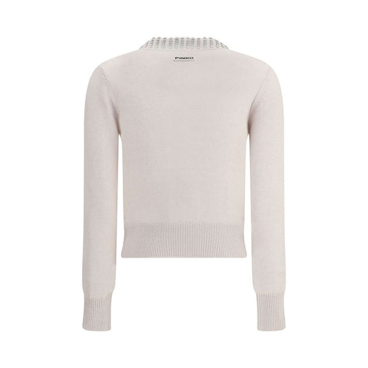 Rhinestone-decorated collar Sweater