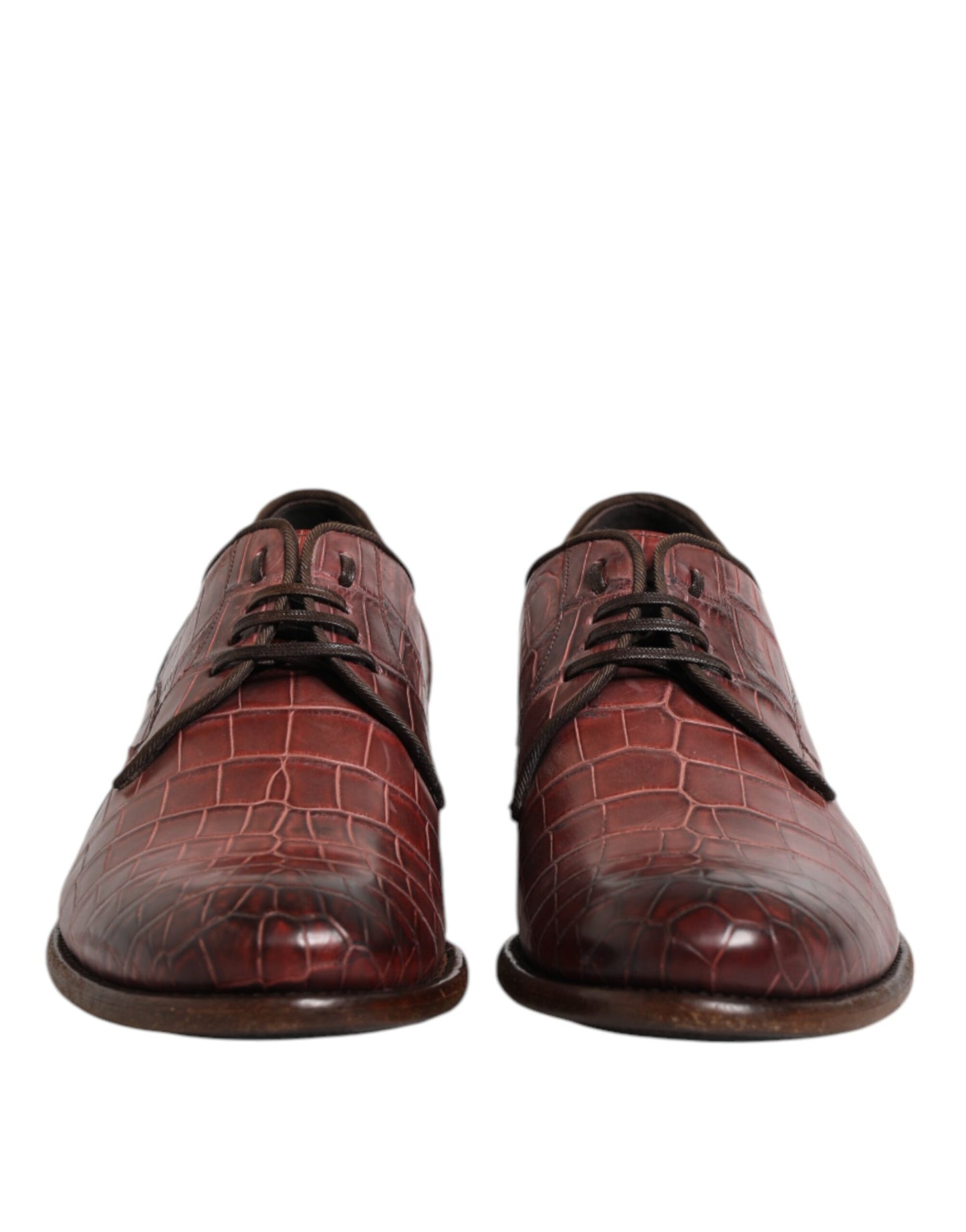 Zapatos de vestir Derby con cordones de cuero burdeos