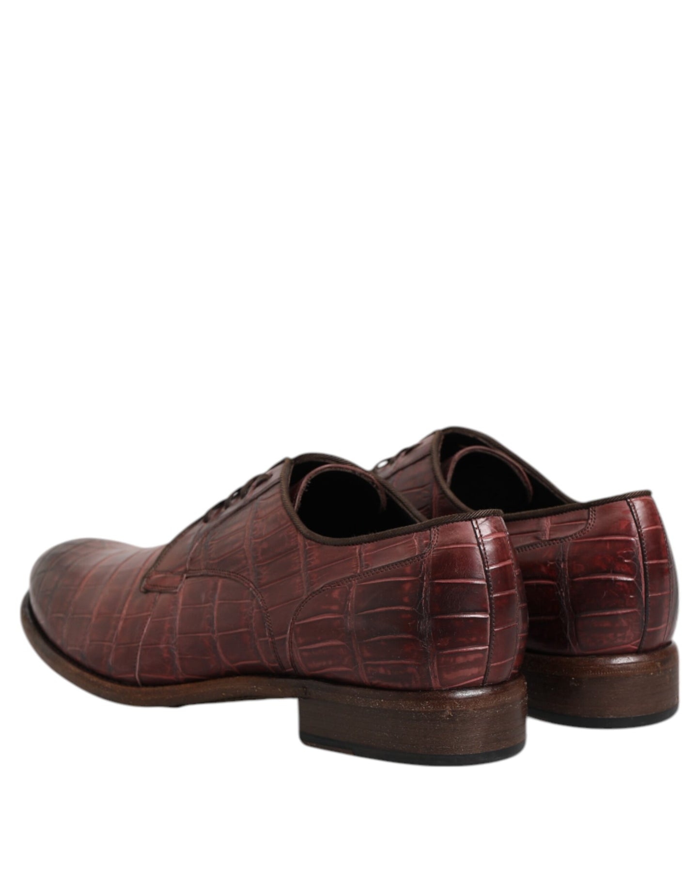 Zapatos de vestir Derby con cordones de cuero burdeos