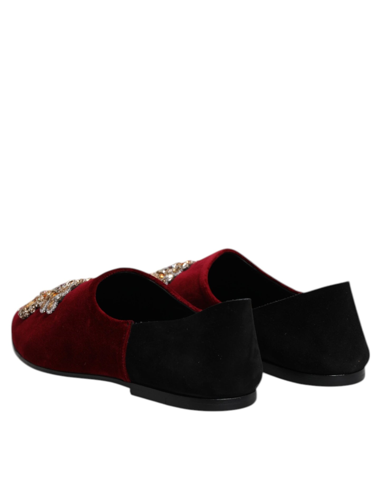 Zapatos sin cordones con adornos de terciopelo rojo y negro