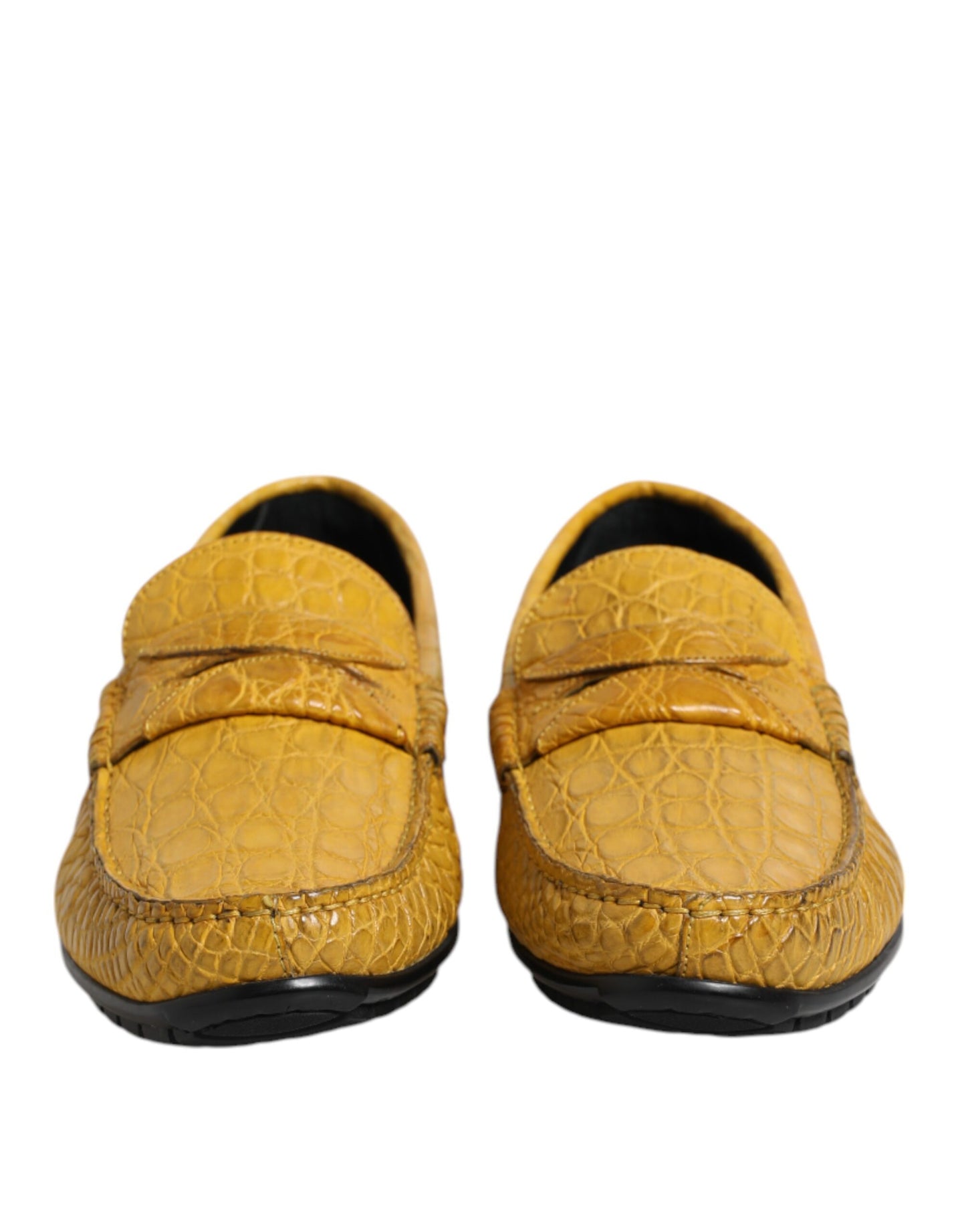Mocasines de piel exótica amarilla sin cordones
