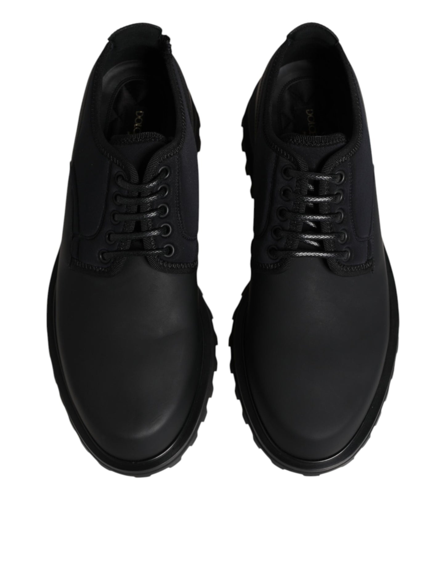 Zapatos de vestir de trekking de cuero negro con cordones