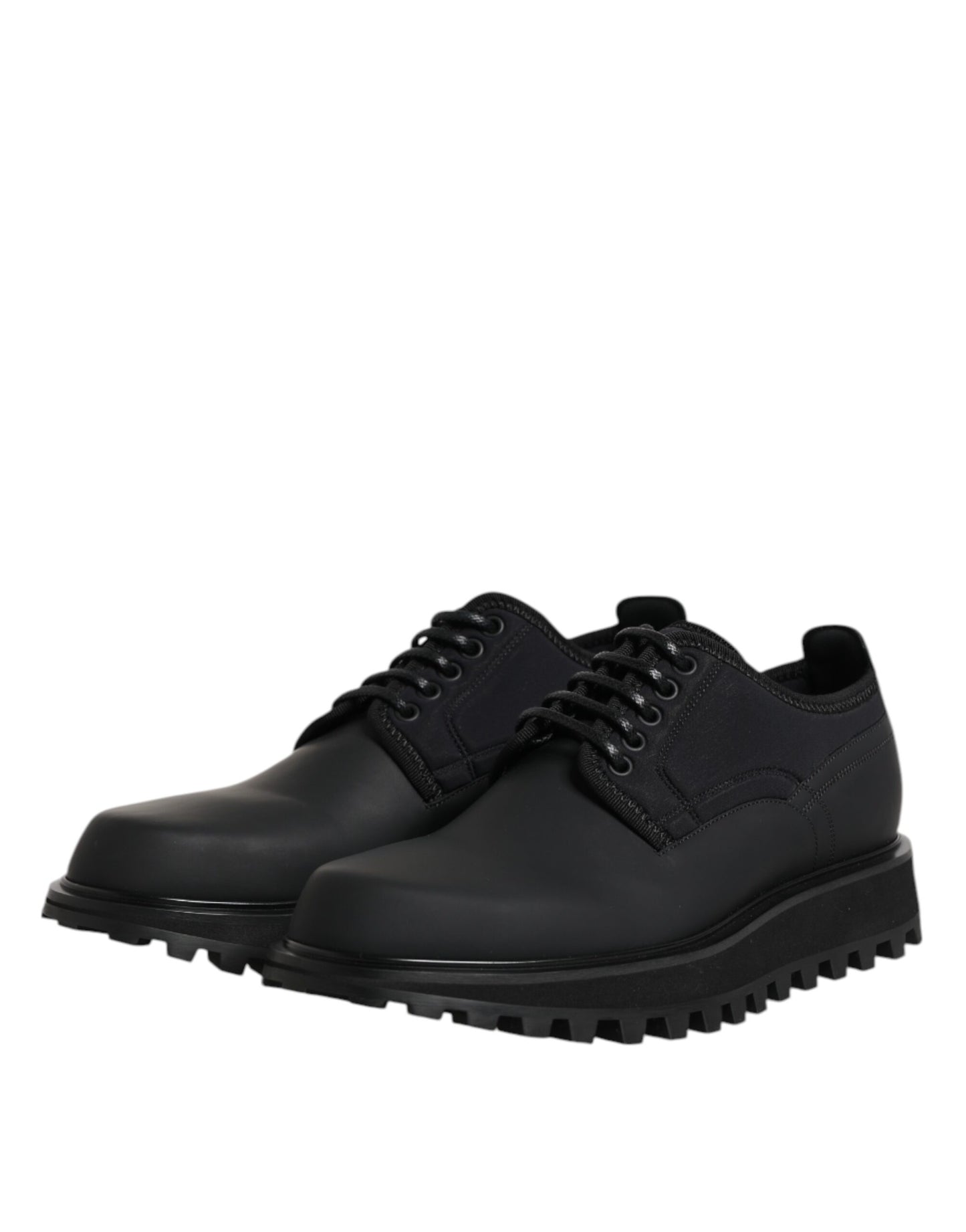 Zapatos de vestir de trekking de cuero negro con cordones